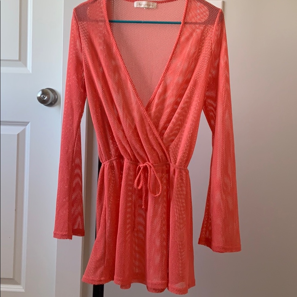 Neon salmon bikini cover up